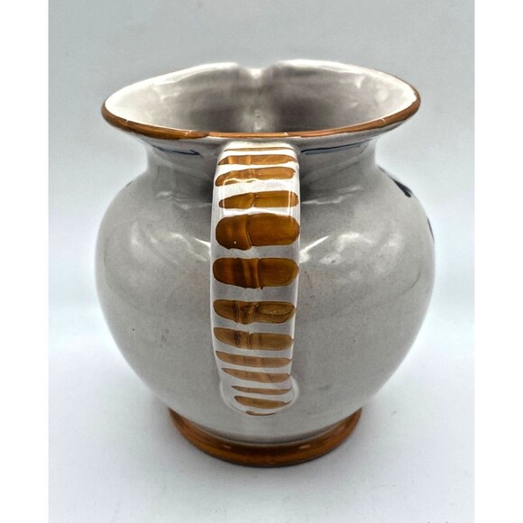 Ricco Deruta Italy Pitcher Hand Painted "ACQUA" Colorful Floral Scroll 6” - Picture 4 of 8